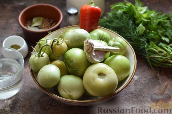 Фаршированные зелёные помидоры по-грузински (на зиму)